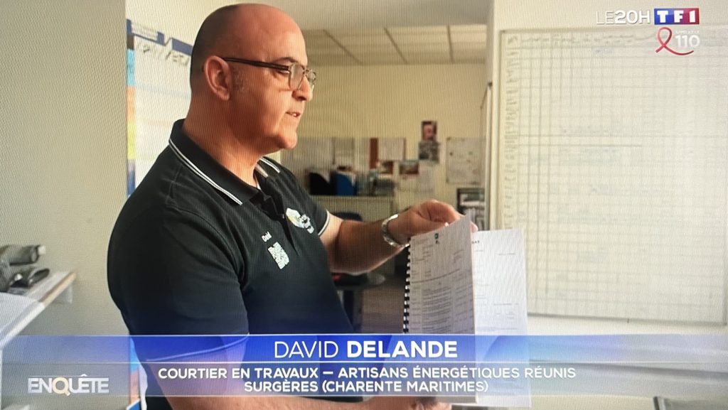 David expert d'AER (Artisans Énergétiques Réunis) vous parle de l'arnaque à MaPrimeRénov' sur le JT de TF1